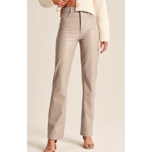 NWT Abercrombie Tan Vegan Leather 90’s Straight Leg Jeans